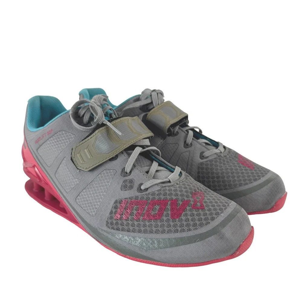 Inov 8 Fastlift 325 Women Shoes Grey Pink Teal Cross Trainer Weightlifting 9.5 - Picture 2 of 11